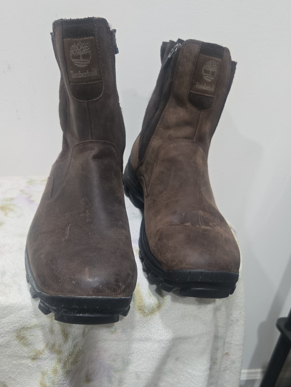 Timberland Men's Dark Brown Leather Zip Work Boots